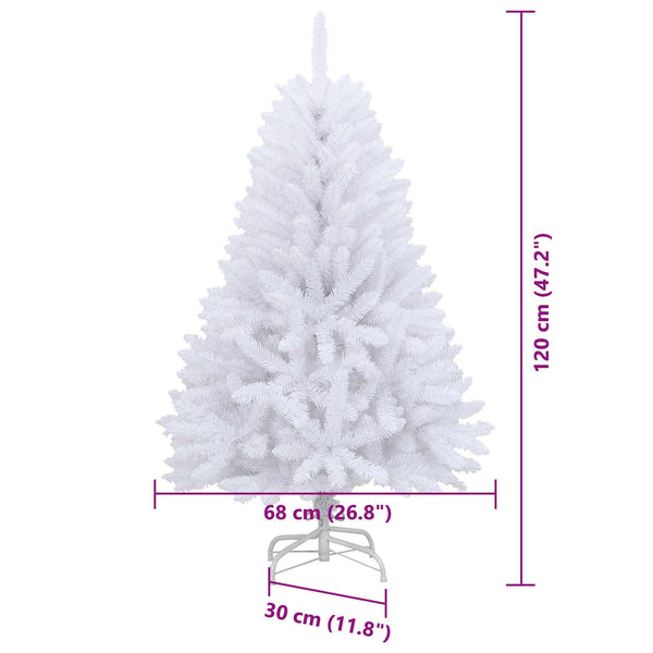 vidaXL Artificial Christmas Tree White 120 cm PVC and Metal