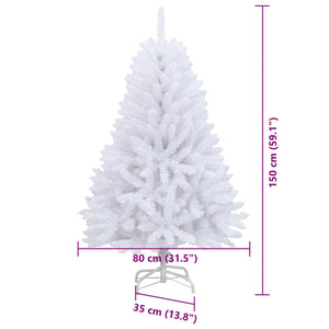 vidaXL Artificial Christmas Tree White 150 cm PVC and Metal
