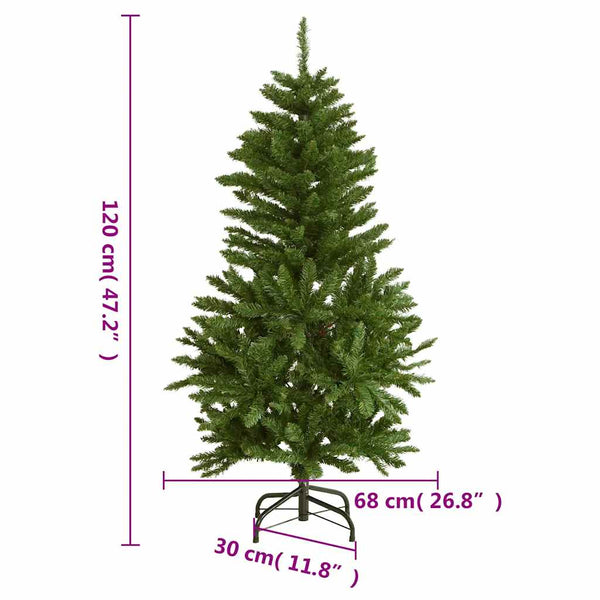 vidaXL Artificial Christmas Tree Hinged 150 LEDs & Baubles 120 cm