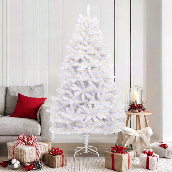 vidaXL Artificial Christmas Tree White 180 cm PVC and Metal