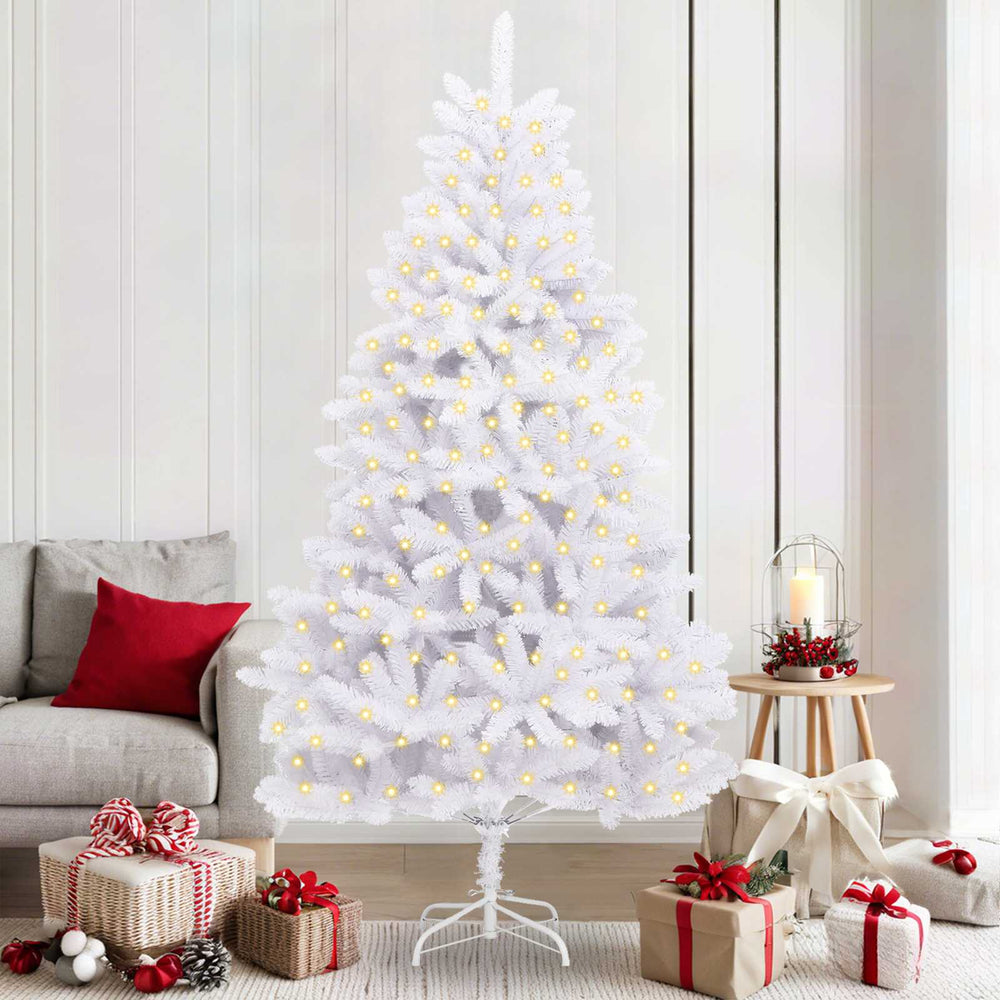 vidaXL Artificial Christmas Tree White 210 cm PVC and Metal