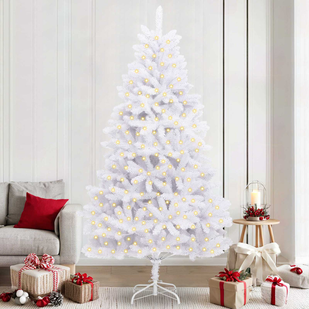 vidaXL Artificial Christmas Tree White 240 cm PVC and Metal