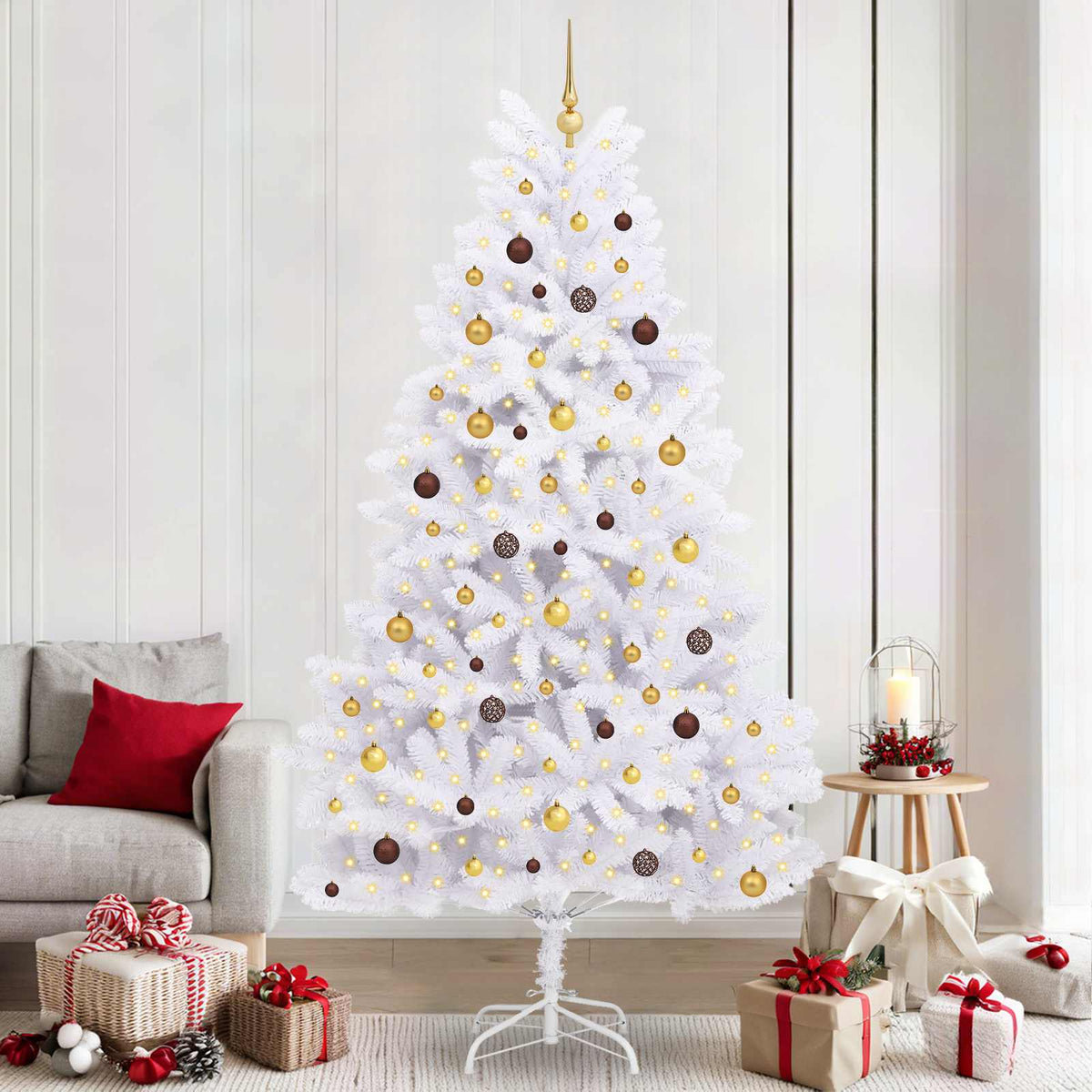 vidaXL Artificial Christmas Tree White 120 x 120 x 240 cm