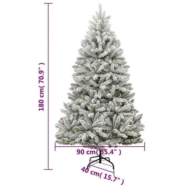 vidaXL Artificial Christmas Tree Hinged with 300 LEDs & Baubles 180 cm