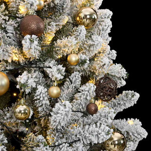 vidaXL Artificial Christmas Tree Hinged with 300 LEDs & Baubles 180 cm