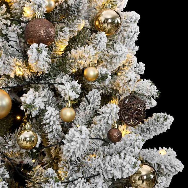 vidaXL Artificial Christmas Tree Hinged with 300 LEDs & Baubles 180 cm