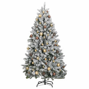 vidaXL Artificial Christmas Tree Hinged with 300 LEDs & Baubles 180 cm