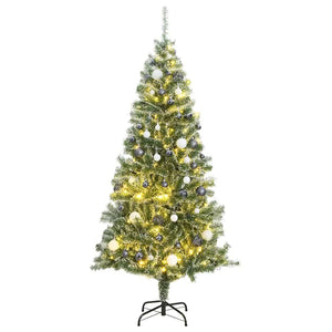 vidaXL Artificial Christmas Tree 300 LEDs & Baubles Frosted 240 cm