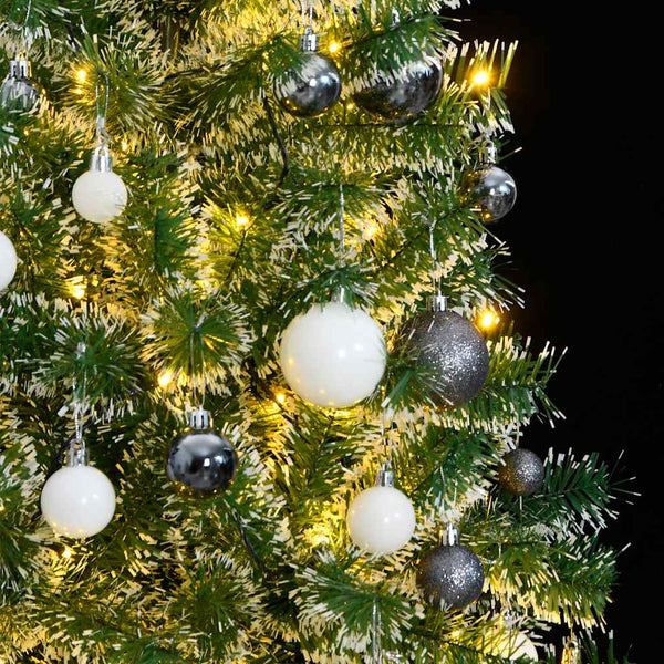 vidaXL Artificial Christmas Tree 300 LEDs & Baubles Frosted 240 cm