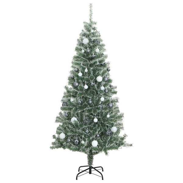 vidaXL Artificial Christmas Tree 300 LEDs & Baubles Frosted 240 cm