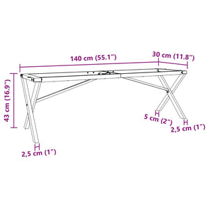 vidaXL X-Shaped Coffee Table Base 140x30x43 cm Steel