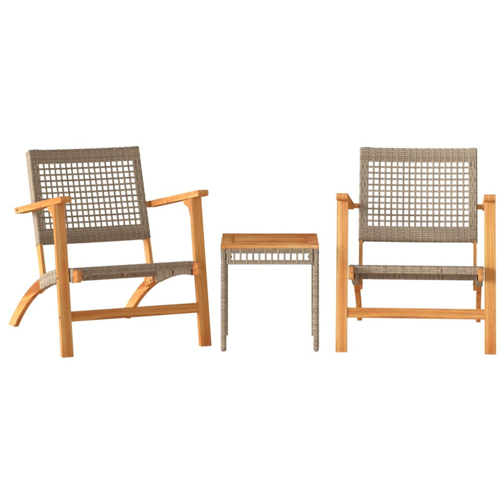 3-tlg. Bistro-Set Beige Poly Rattan Akazie