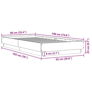 vidaXL Bed Frame Black 90x190 cm Engineered Wood