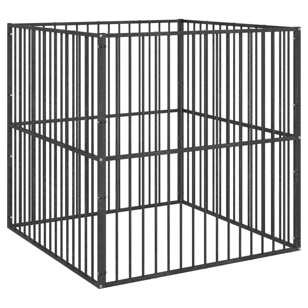 vidaXL Dog Playpen 4-Panel Black Galvanized Steel