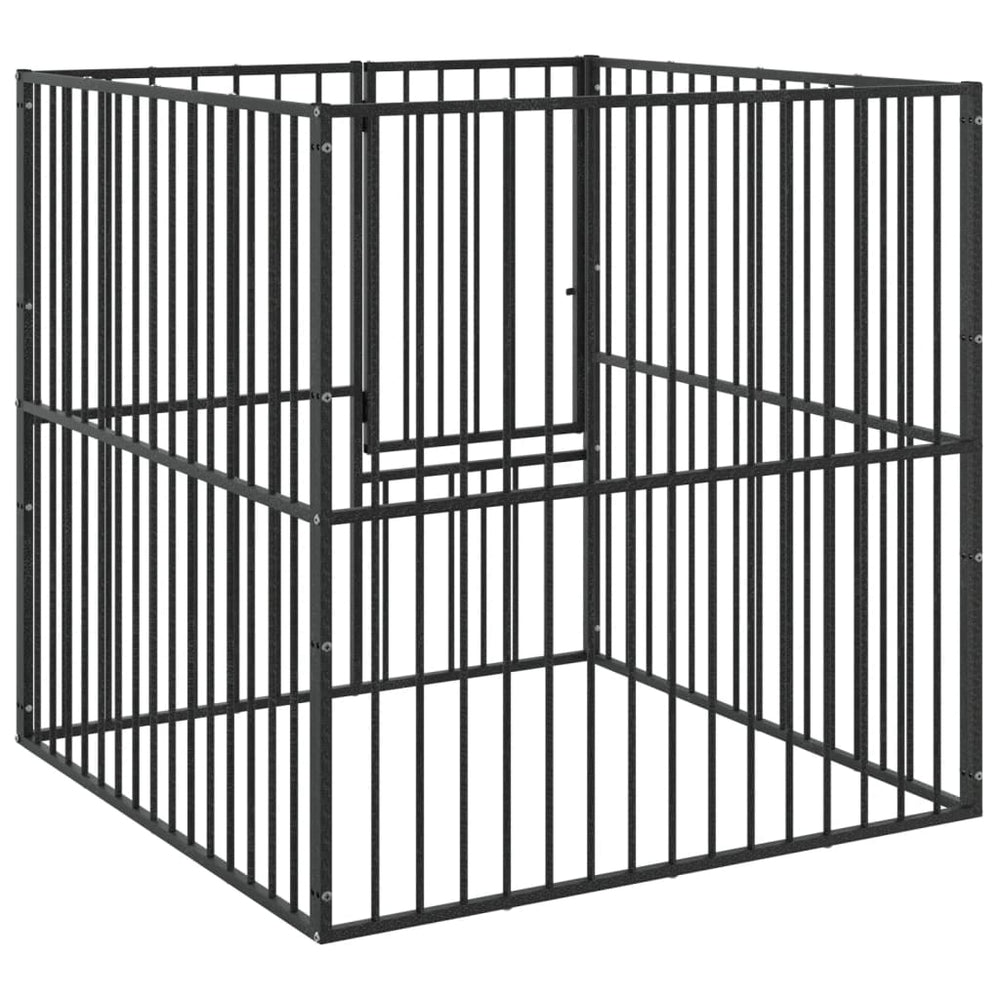 vidaXL Dog Playpen 4-Panel Black Galvanized Steel