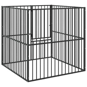 vidaXL Dog Playpen 4-Panel Black Galvanized Steel