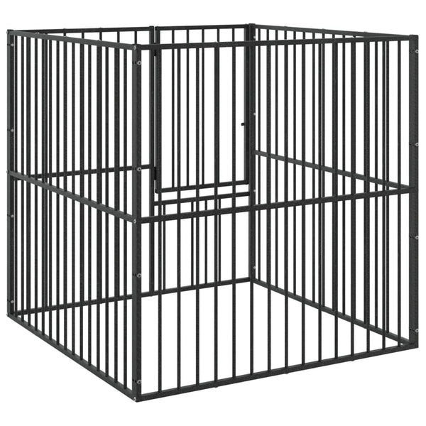 vidaXL Dog Playpen 4-Panel Black Galvanized Steel