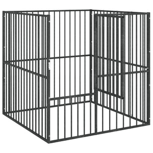 vidaXL Dog Playpen 4-Panel Black Galvanized Steel