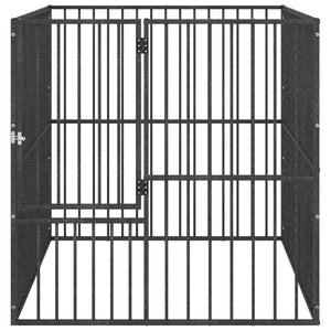 vidaXL Dog Playpen 4-Panel Black Galvanized Steel
