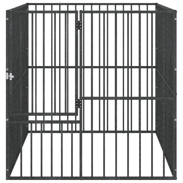 vidaXL Dog Playpen 4-Panel Black Galvanized Steel