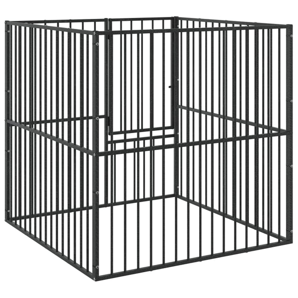 vidaXL Dog Playpen 4-Panel Black Galvanized Steel
