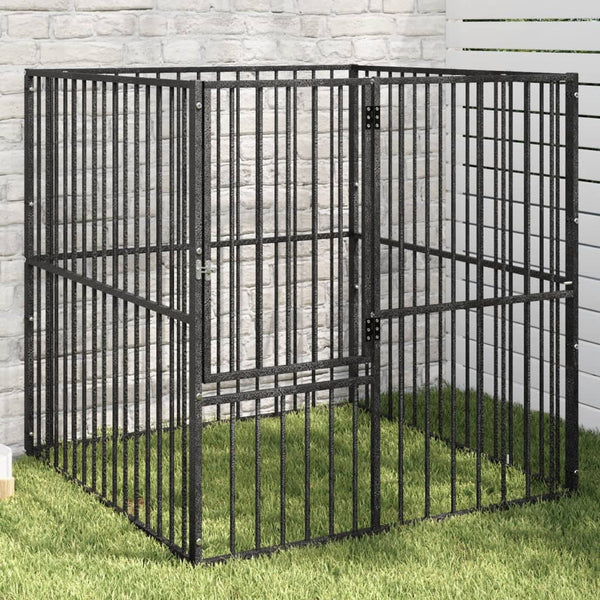 vidaXL Dog Playpen 4-Panel Black Galvanized Steel