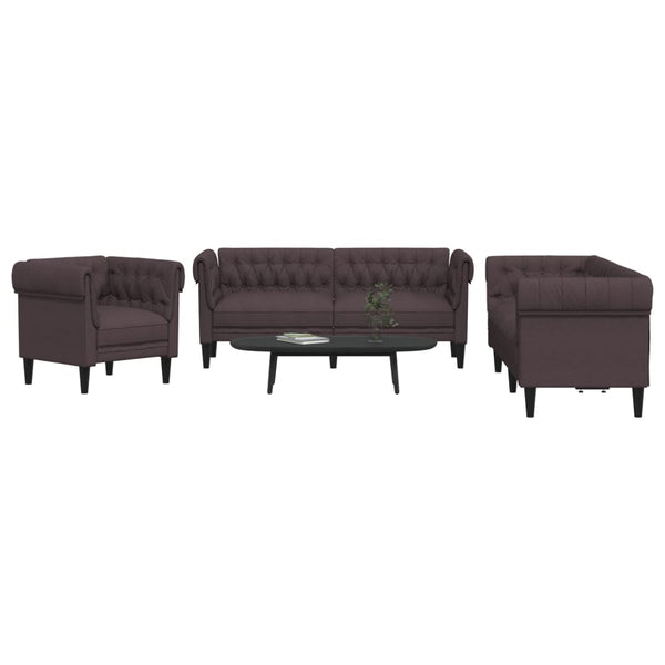3-teilige Sofagarnitur Dunkelbraun Stoff