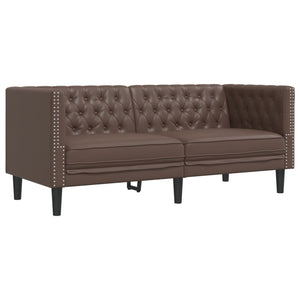 3-teiliges Chesterfield Sofa Set Braun Kunstleder