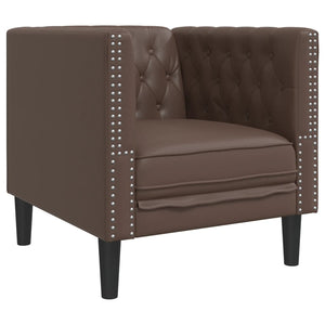 3-teiliges Chesterfield Sofa Set Braun Kunstleder