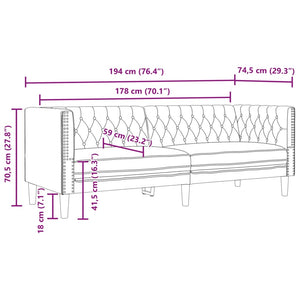 3-teiliges Chesterfield Sofa Set Braun Kunstleder