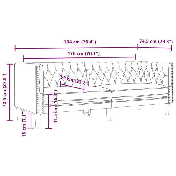 3-teiliges Chesterfield Sofa Set Braun Kunstleder