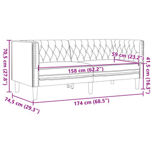 3-teiliges Chesterfield Sofa Set Braun Kunstleder