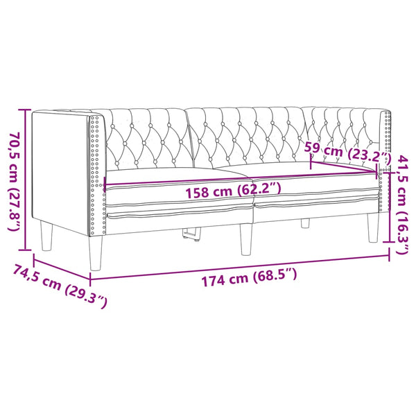 3-teiliges Chesterfield Sofa Set Braun Kunstleder