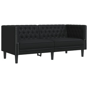 Chesterfield Sofa Set 2-teilig Schwarz Kunstleder