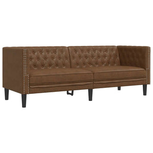 2-tlg. Chesterfield Sofa Set Braun Kunstleder
