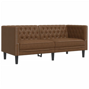 2-tlg. Chesterfield Sofa Set Braun Kunstleder