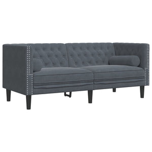 3-tlg. Chesterfield Sofa Set Dunkelgrau Samt