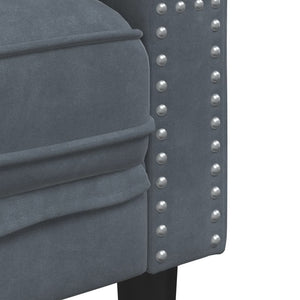 3-tlg. Chesterfield Sofa Set Dunkelgrau Samt
