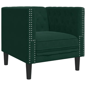 3-tlg. Dunkelgrünes Chesterfield Sofa Set Samt