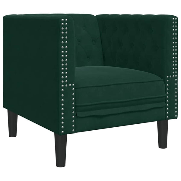 3-tlg. Dunkelgrünes Chesterfield Sofa Set Samt