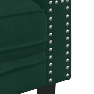 3-tlg. Dunkelgrünes Chesterfield Sofa Set Samt