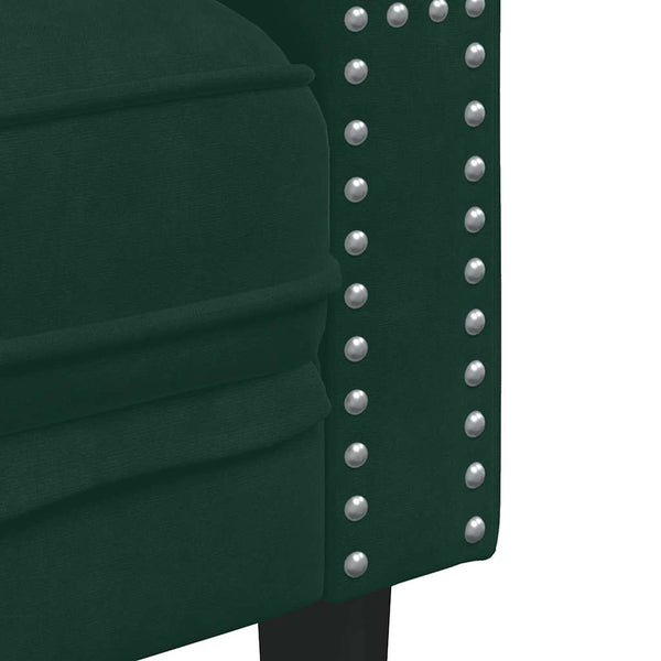 3-tlg. Dunkelgrünes Chesterfield Sofa Set Samt