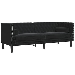 3-teiliges Chesterfield Sofa Set Schwarz Samt