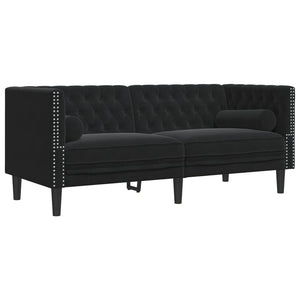 3-teiliges Chesterfield Sofa Set Schwarz Samt