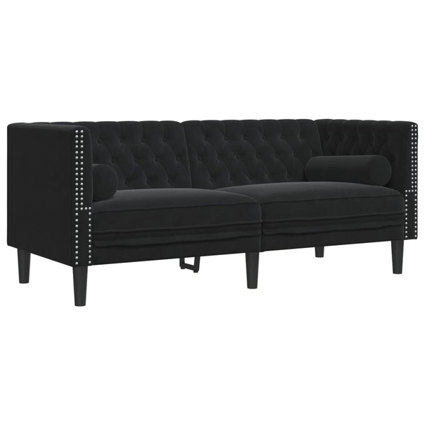 3-teiliges Chesterfield Sofa Set Schwarz Samt