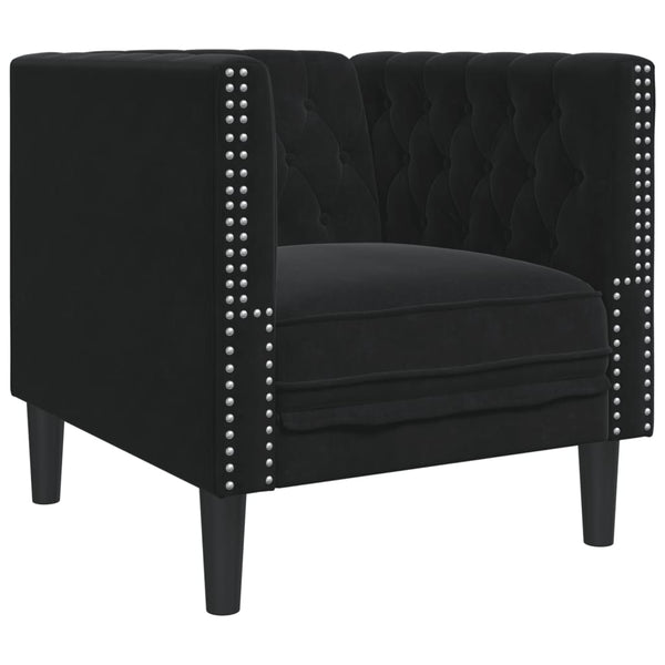 3-teiliges Chesterfield Sofa Set Schwarz Samt