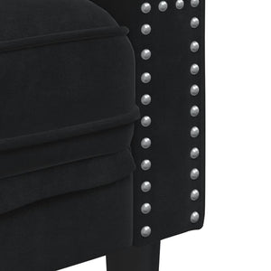 3-teiliges Chesterfield Sofa Set Schwarz Samt