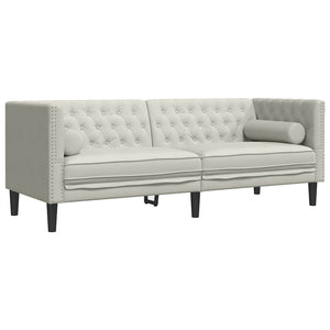 3-tlg. Chesterfield Sofa Set Creme Samt