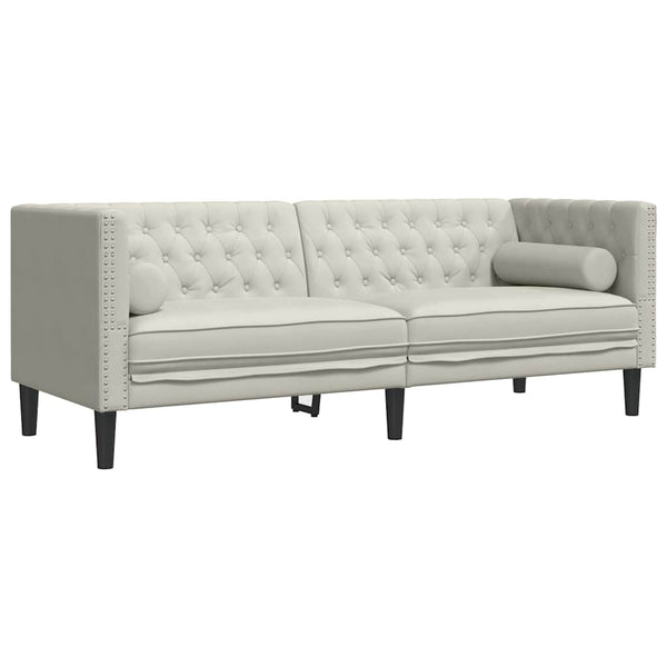 3-tlg. Chesterfield Sofa Set Creme Samt
