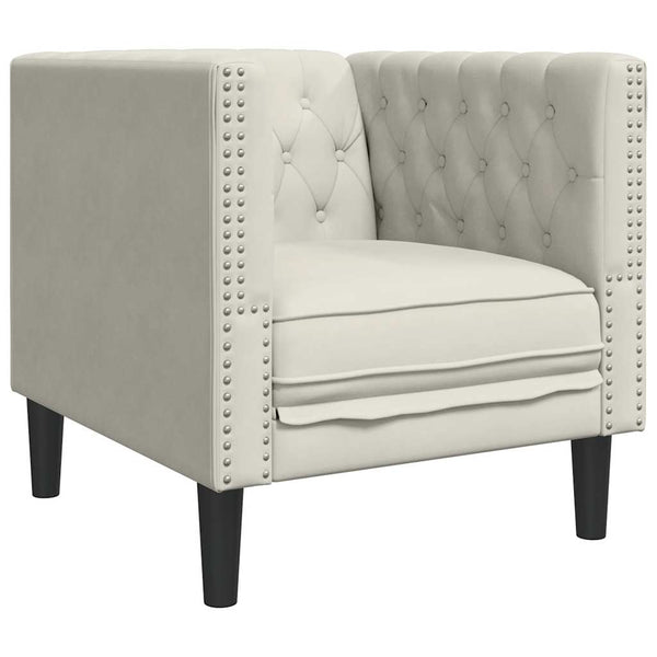 3-tlg. Chesterfield Sofa Set Creme Samt